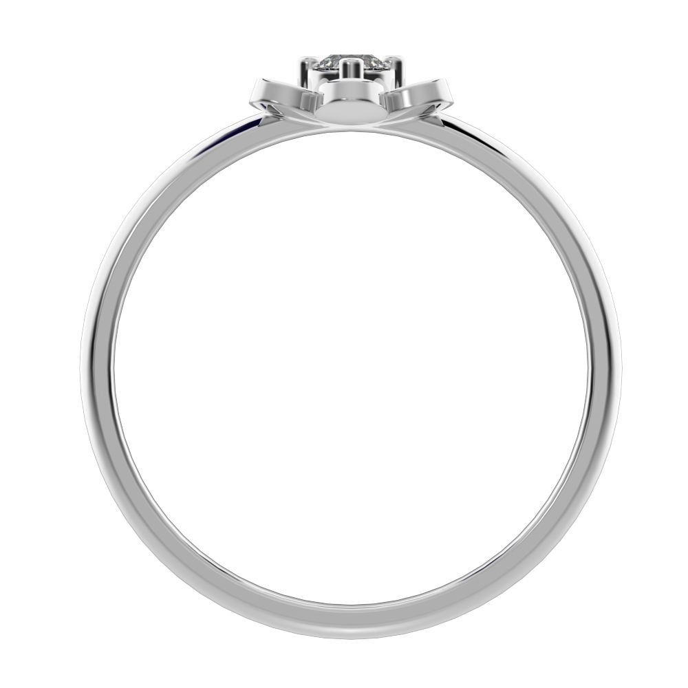 0.06 ct Round Cut Simulated Clear Diamond dainty Minimalist floral halo bezel simple light 14K / 18K Solid White Gold everyday ring