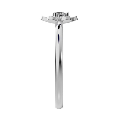 0.06 ct Round Cut Moissanite dainty Minimalist floral halo bezel simple light 14K / 18K Solid White Gold everyday ring