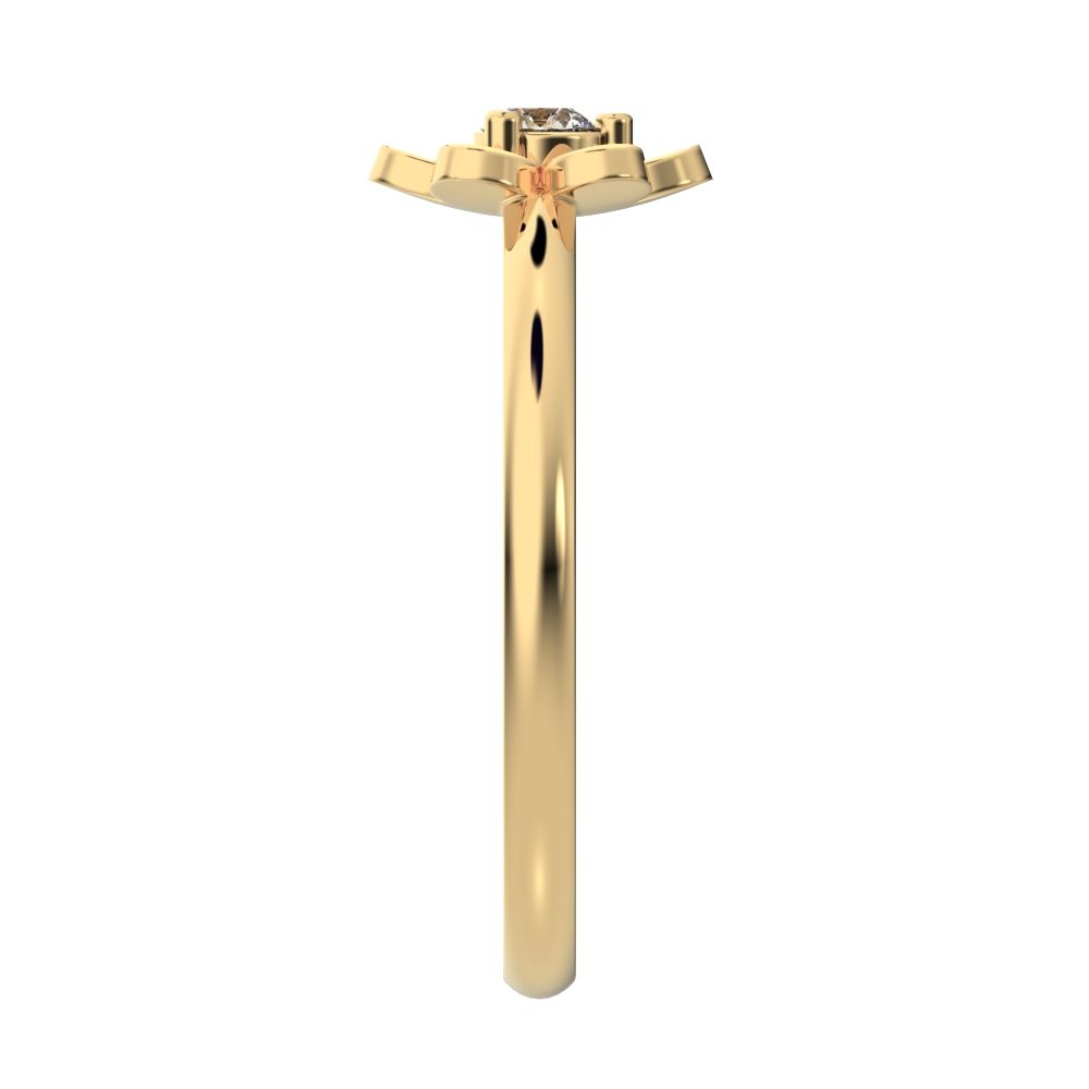 0.06 ct Round Cut Simulated Clear Diamond dainty Minimalist floral halo bezel simple light 14K / 18K Solid Yellow Gold everyday ring