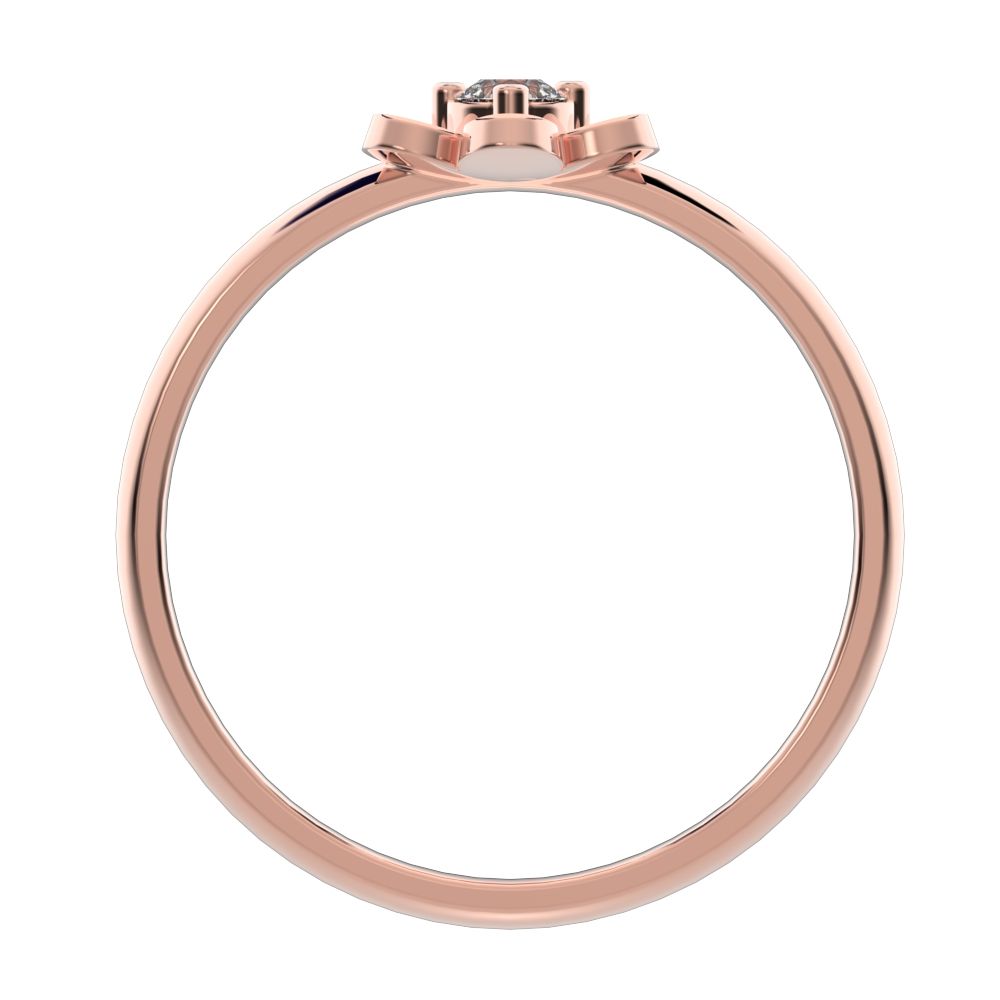 0.06 ct Round Cut Moissanite dainty Minimalist floral halo bezel simple light 14K / 18K Solid Rose Gold everyday ring
