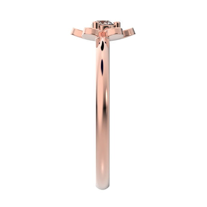 0.06 ct Round Cut Simulated Clear Diamond dainty Minimalist floral halo bezel simple light 14K / 18K Solid Rose Gold everyday ring