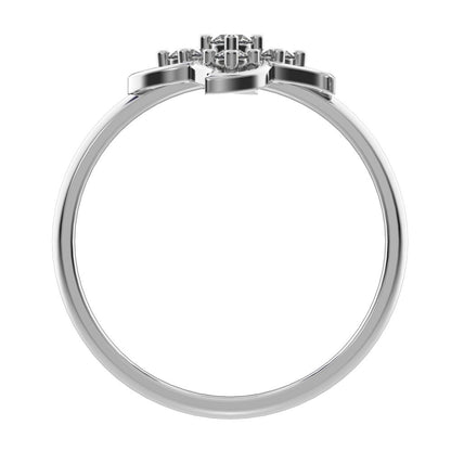 0.09 ct Round Cut Simulated Clear Diamond dainty Minimalist eye floral star open light simple 14K / 18K Solid White Gold everyday ring
