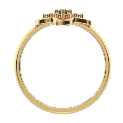 0.09 ct Round Cut Moissanite dainty Minimalist eye floral star open light simple 14K / 18K Solid Yellow Gold everyday ring