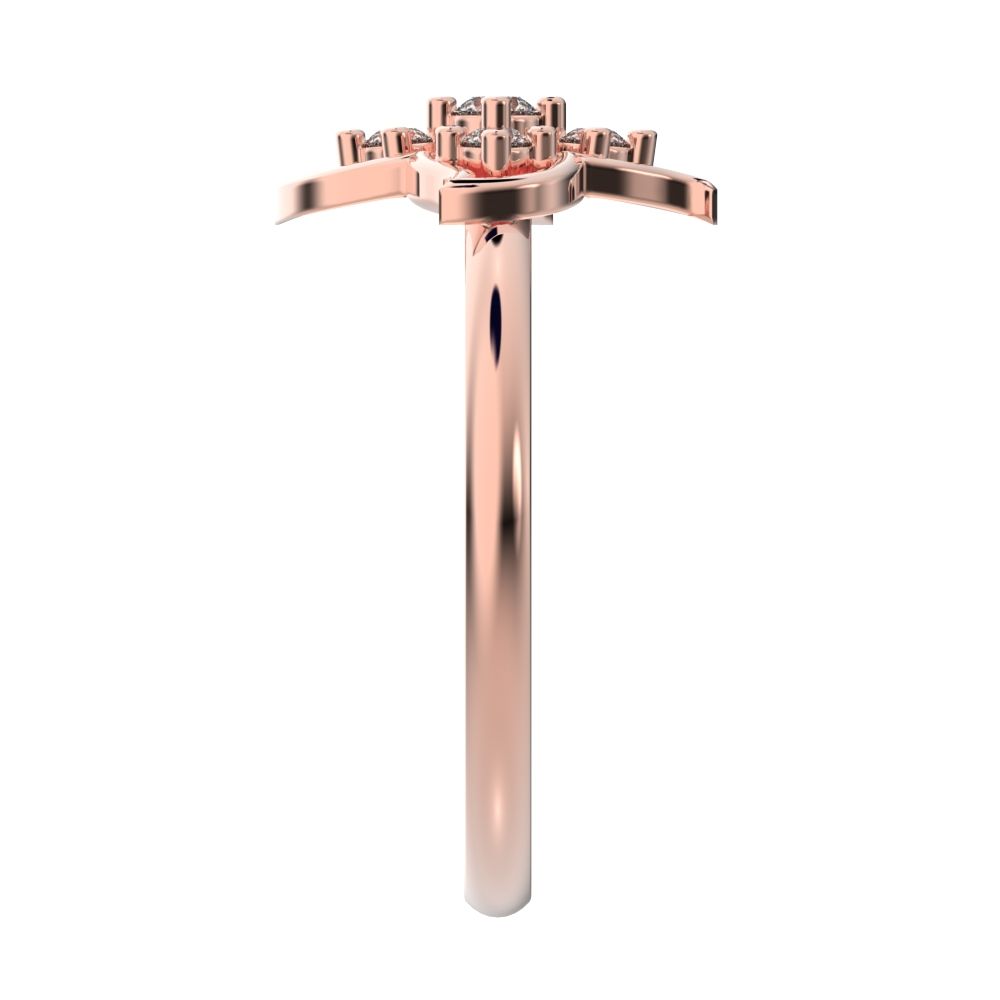 0.09 ct Round Cut Simulated Clear Diamond dainty Minimalist eye floral star open light simple 14K / 18K Solid Rose Gold everyday ring