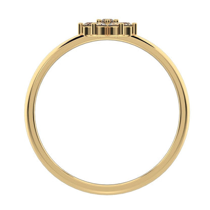 0.14 ct Round Cut Simulated Clear Diamond dainty Minimalist cluster floral halo star light simple 14K / 18K Solid Yellow Gold everyday ring