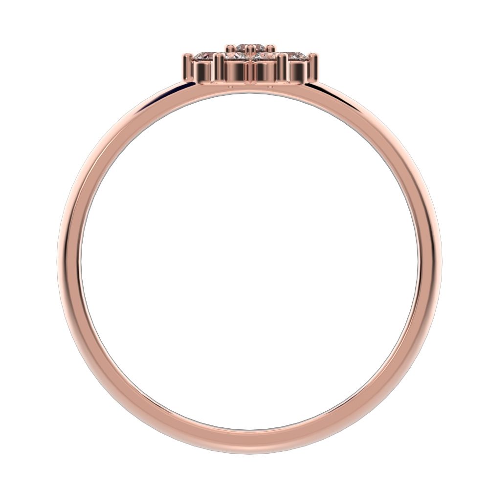 0.14 ct Round Cut Simulated Clear Diamond dainty Minimalist cluster floral halo star light simple 14K / 18K Solid Rose Gold everyday ring