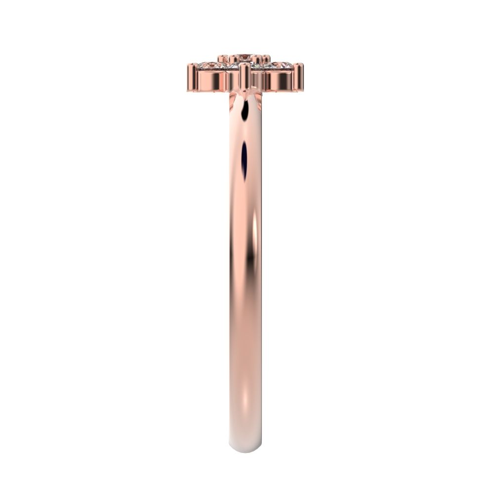 0.14 ct Round Cut Simulated Clear Diamond dainty Minimalist cluster floral halo star light simple 14K / 18K Solid Rose Gold everyday ring