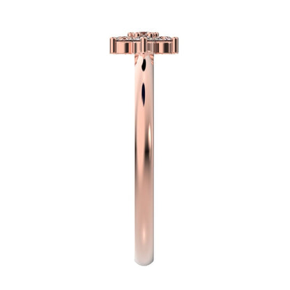 0.14 ct Round Cut Simulated Clear Diamond dainty Minimalist cluster floral halo star light simple 14K / 18K Solid Rose Gold everyday ring