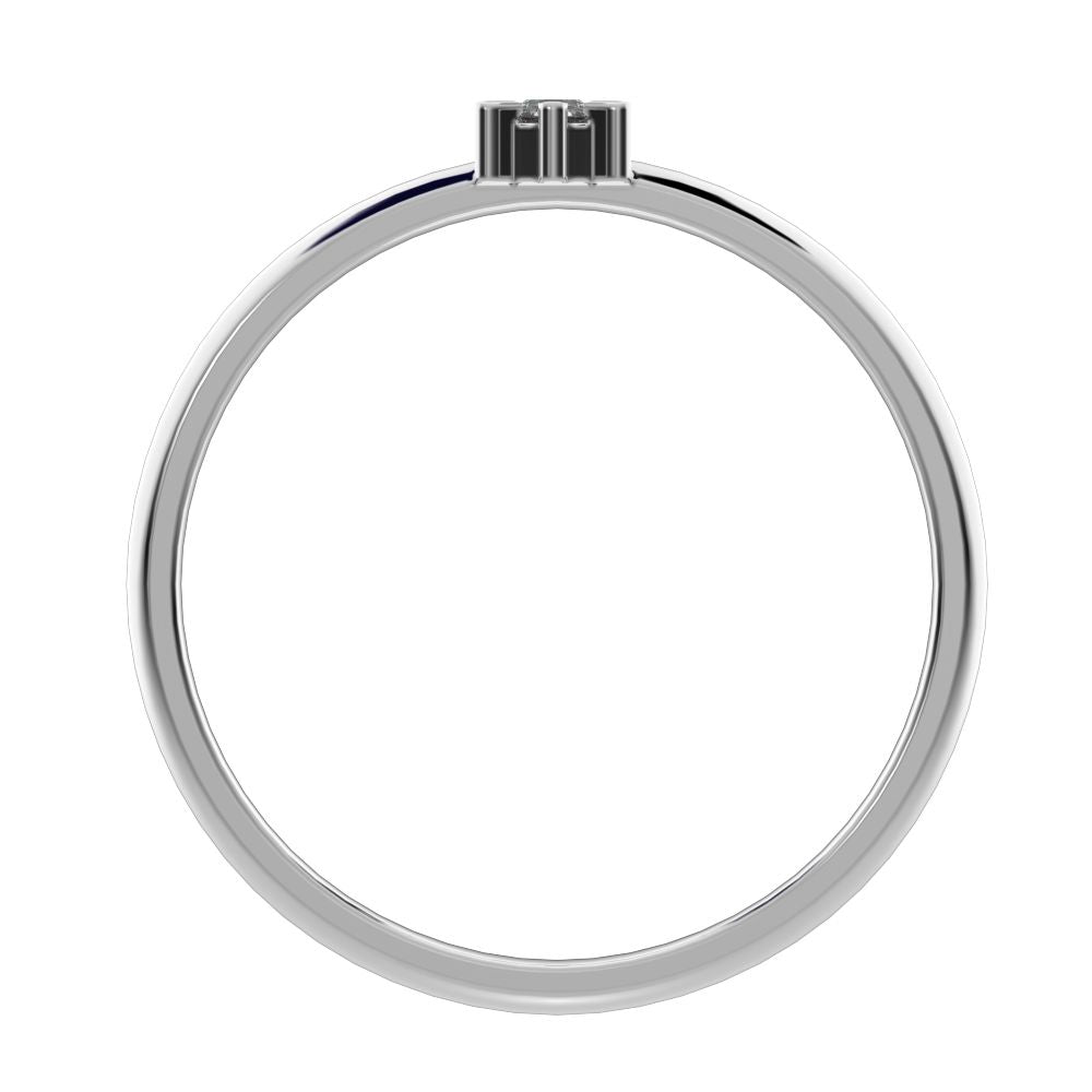 0.03 ct Round Cut Moissanite dainty Minimalist floral turtle star light simple solitaire 14K / 18K Solid White Gold everyday ring