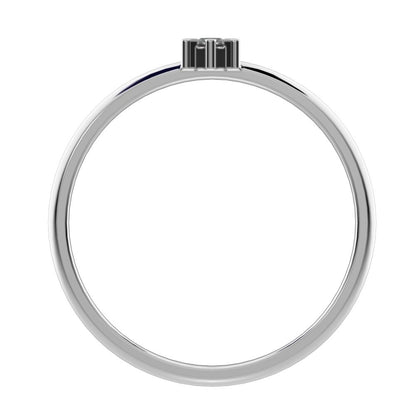 0.03 ct Round Cut Moissanite dainty Minimalist floral turtle star light simple solitaire 14K / 18K Solid White Gold everyday ring