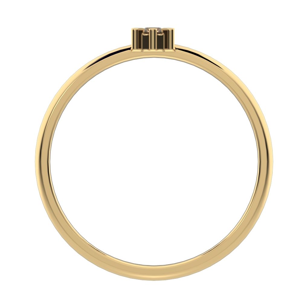 0.03 ct Round Cut Simulated Clear Diamond dainty Minimalist floral turtle star simple solitaire 14K / 18K Solid Yellow Gold everyday ring