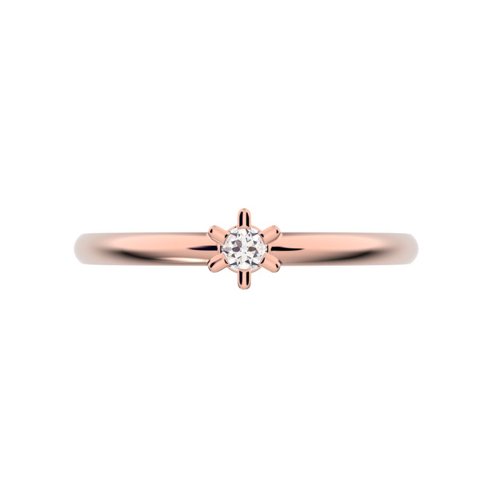 0.03 ct Round Cut Moissanite dainty Minimalist floral turtle star light simple solitaire 14K / 18K Solid Rose Gold everyday ring