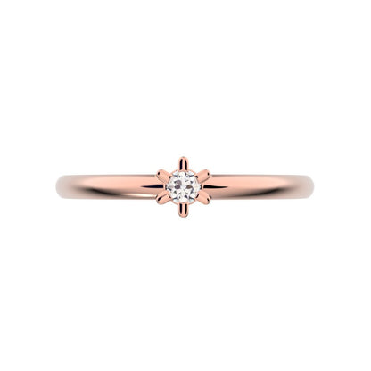 0.03 ct Round Cut Moissanite dainty Minimalist floral turtle star light simple solitaire 14K / 18K Solid Rose Gold everyday ring