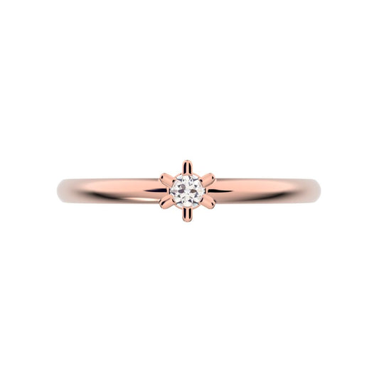 0.03 ct Round Cut Moissanite dainty Minimalist floral turtle star light simple solitaire 14K / 18K Solid Rose Gold everyday ring