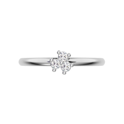 0.045 ct Round Cut Simulated Clear Diamond dainty Minimalist cluster floral 3 stone light simple 14K / 18K Solid White Gold everyday ring