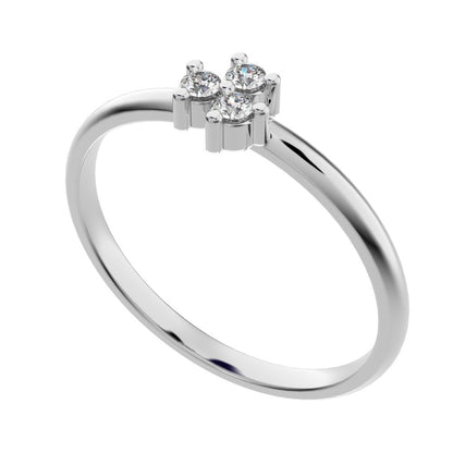 0.045 ct Round Cut Simulated Clear Diamond dainty Minimalist cluster floral 3 stone light simple 14K / 18K Solid White Gold everyday ring