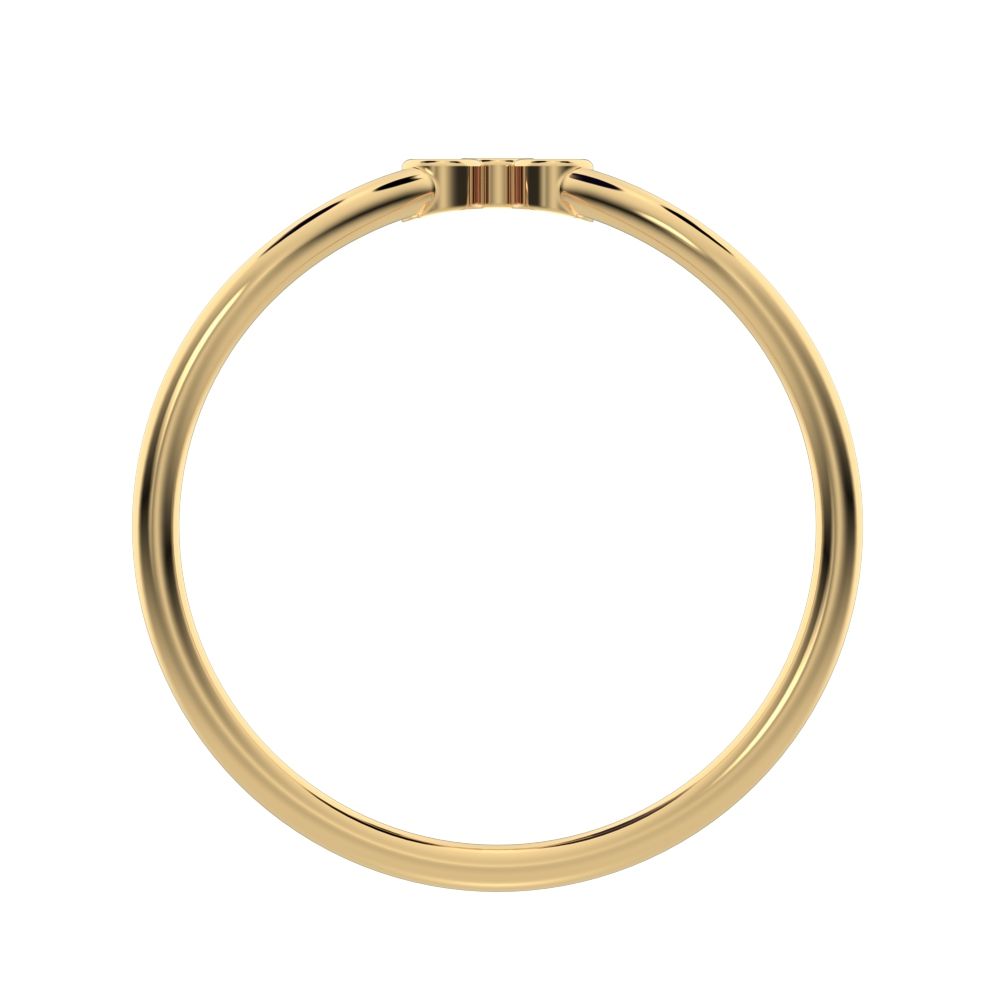 0.03Ct Round Cut Simulated Clear Diamond dainty Minimalist bezel Stackable curved chevron 14K / 18K Solid Yellow Gold everyday wedding band