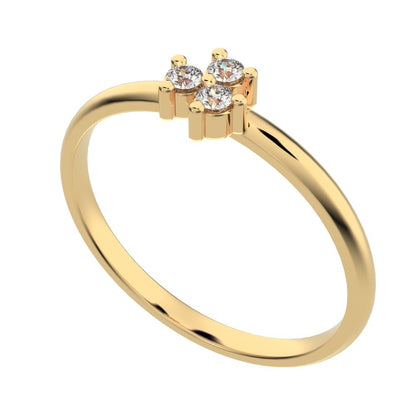 0.045 ct Round Cut Moissanite dainty Minimalist cluster floral 4 stone light simple 14K / 18K Solid Yellow Gold everyday ring