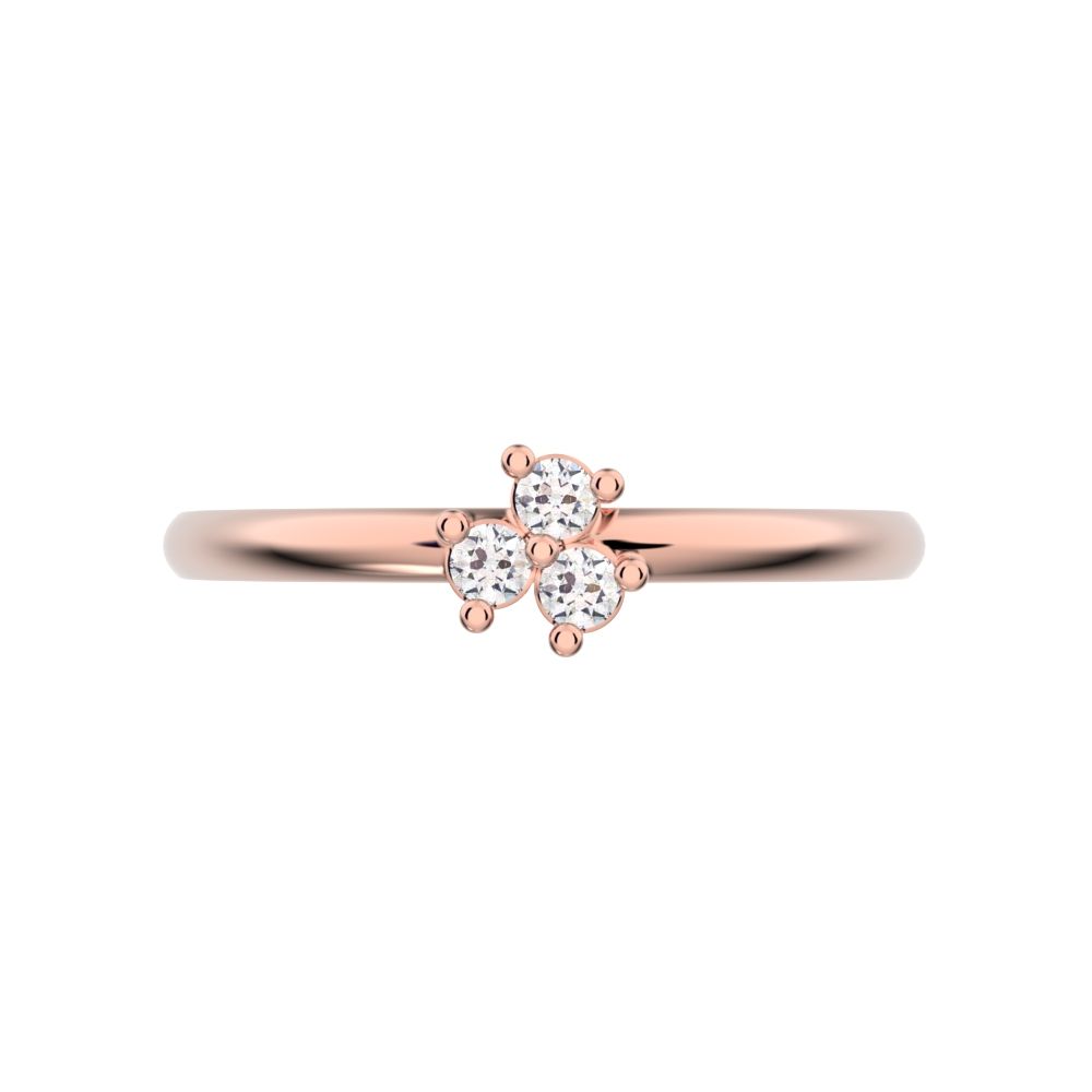 0.045 ct Round Cut Simulated Clear Diamond dainty Minimalist cluster floral 5 stone light simple 14K / 18K Solid Rose Gold everyday ring