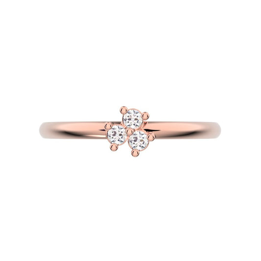 0.045 ct Round Cut Simulated Clear Diamond dainty Minimalist cluster floral 5 stone light simple 14K / 18K Solid Rose Gold everyday ring