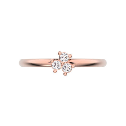 0.045 ct Round Cut Moissanite dainty Minimalist cluster floral 5 stone light simple 14K / 18K Solid Rose Gold everyday ring