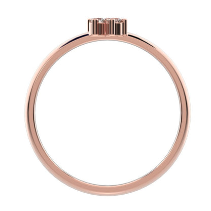 0.045 ct Round Cut Simulated Clear Diamond dainty Minimalist cluster floral 5 stone light simple 14K / 18K Solid Rose Gold everyday ring