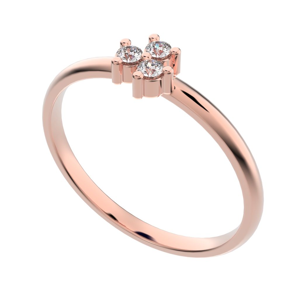 0.045 ct Round Cut Moissanite dainty Minimalist cluster floral 5 stone light simple 14K / 18K Solid Rose Gold everyday ring