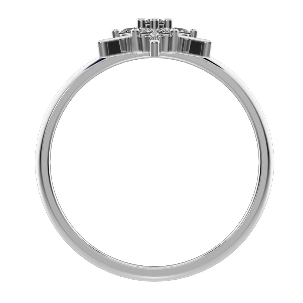 0.11 ct Round Cut Simulated Clear Diamond dainty Minimalist cluster floral halo star snow flake 14K / 18K Solid White Gold everyday ring