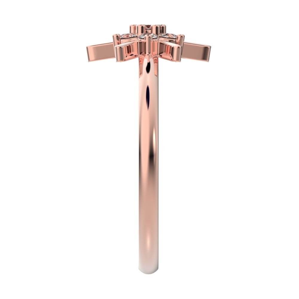 0.11 ct Round Cut Simulated Clear Diamond dainty Minimalist cluster floral halo star snow flake 14K / 18K Solid Rose Gold everyday ring