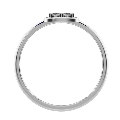 0.09 ct Round Cut Simulated Clear Diamond dainty Minimalist cluster pyramid halo bezel simple 14K / 18K Solid White Gold everyday ring