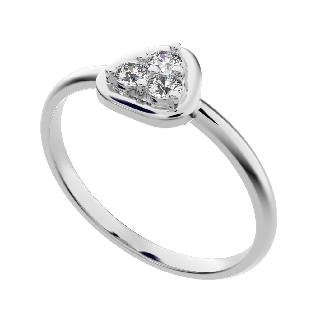 0.09 ct Round Cut Moissanite dainty Minimalist cluster pyramid halo bezel simple 14K / 18K Solid White Gold everyday ring