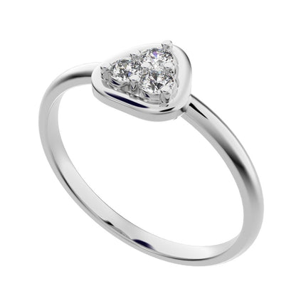 0.09 ct Round Cut Moissanite dainty Minimalist cluster pyramid halo bezel simple 14K / 18K Solid White Gold everyday ring
