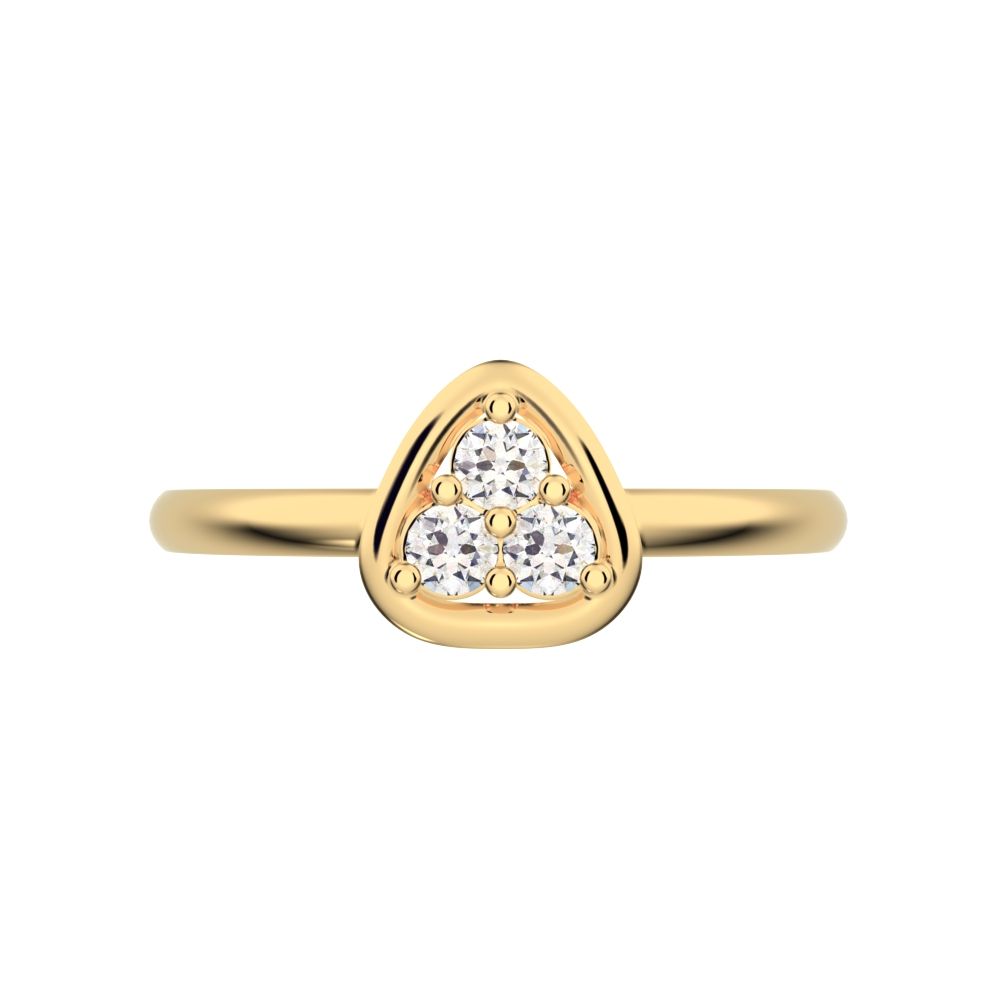 0.09 ct Round Cut Simulated Clear Diamond dainty Minimalist cluster pyramid halo bezel simple 14K / 18K Solid Yellow Gold everyday ring