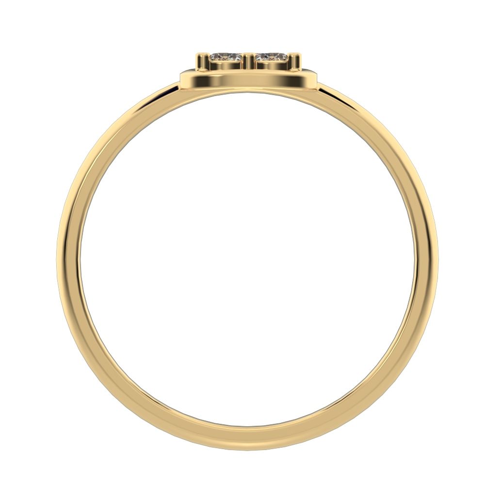 0.09 ct Round Cut Simulated Clear Diamond dainty Minimalist cluster pyramid halo bezel simple 14K / 18K Solid Yellow Gold everyday ring