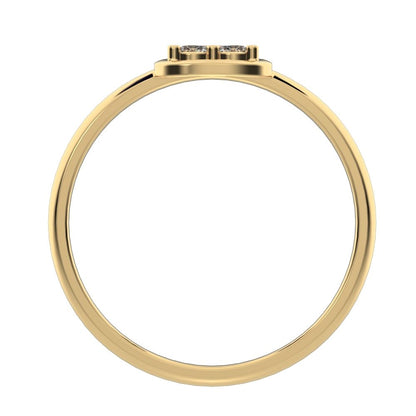 0.09 ct Round Cut Simulated Clear Diamond dainty Minimalist cluster pyramid halo bezel simple 14K / 18K Solid Yellow Gold everyday ring