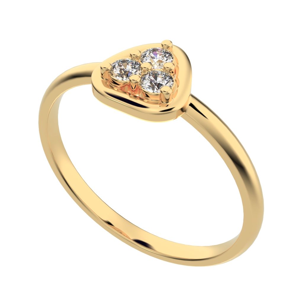 0.09 ct Round Cut Moissanite dainty Minimalist cluster pyramid halo bezel simple 14K / 18K Solid Yellow Gold everyday ring