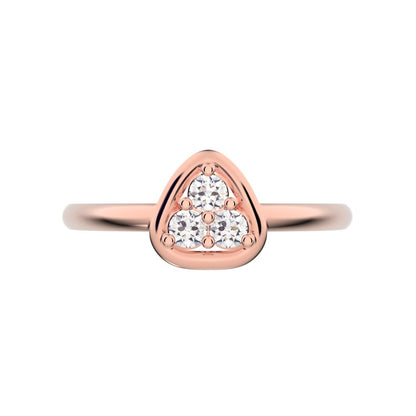 0.09 ct Round Cut Simulated Clear Diamond dainty Minimalist cluster pyramid halo bezel simple 14K / 18K Solid Rose Gold everyday ring