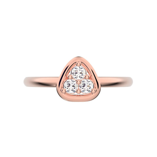 0.09 ct Round Cut Moissanite dainty Minimalist cluster pyramid halo bezel simple 14K / 18K Solid Rose Gold everyday ring