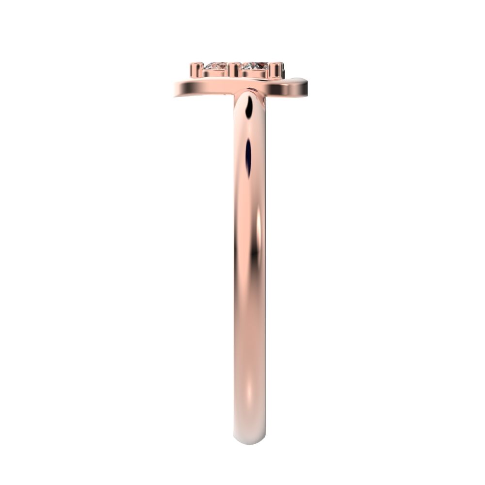0.09 ct Round Cut Simulated Clear Diamond dainty Minimalist cluster pyramid halo bezel simple 14K / 18K Solid Rose Gold everyday ring