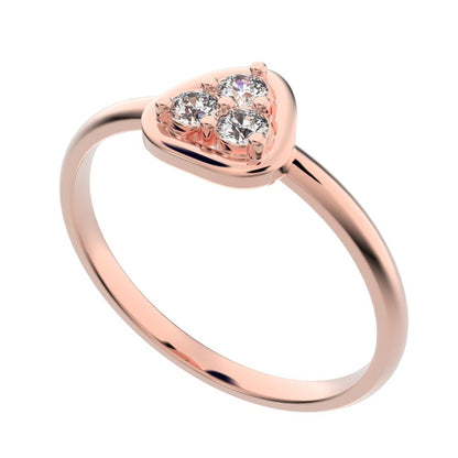 0.09 ct Round Cut Simulated Clear Diamond dainty Minimalist cluster pyramid halo bezel simple 14K / 18K Solid Rose Gold everyday ring
