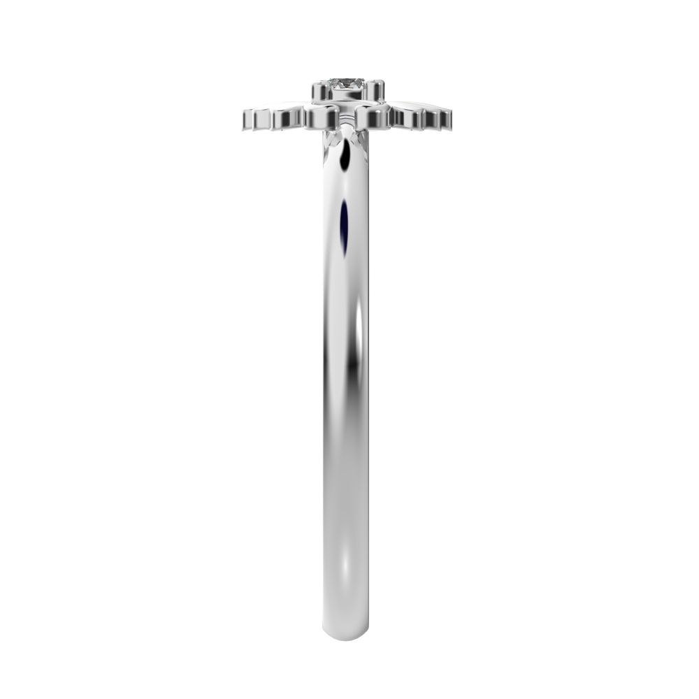 0.03 ct Round Cut Simulated Clear Diamond dainty Minimalist heart halo love Floral light 14K / 18K Solid White Gold everyday ring