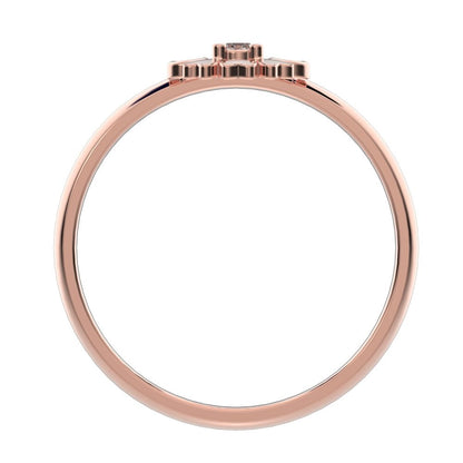 0.03 ct Round Cut Simulated Clear Diamond dainty Minimalist heart halo love Floral light 14K / 18K Solid Rose Gold everyday ring