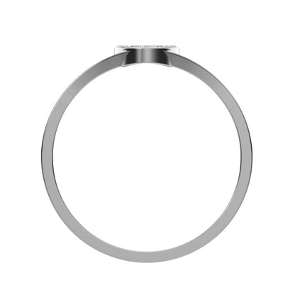 0.095 ct Round Cut Simulated Clear Diamond dainty Minimalist cluster pave signet 14K / 18K Solid White Gold everyday ring