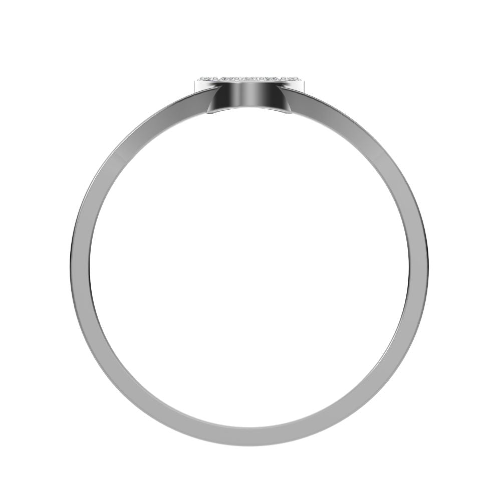 0.095 ct Round Cut Moissanite dainty Minimalist cluster pave signet 14K / 18K Solid White Gold everyday ring
