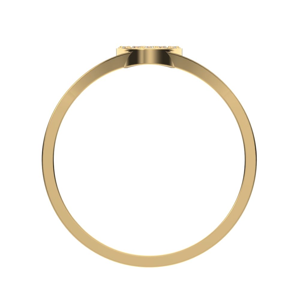 0.095 ct Round Cut Simulated Clear Diamond dainty Minimalist cluster pave signet 14K / 18K Solid Yellow Gold everyday ring