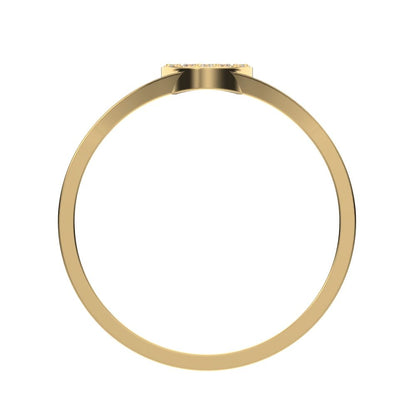 0.095 ct Round Cut Simulated Clear Diamond dainty Minimalist cluster pave signet 14K / 18K Solid Yellow Gold everyday ring