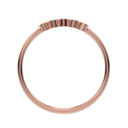 0.4 ct Pear Cut Simulated Clear Diamond dainty Stackable Minimalist bezel Half Eternity eye 14K / 18K Solid Rose Gold everyday wedding band
