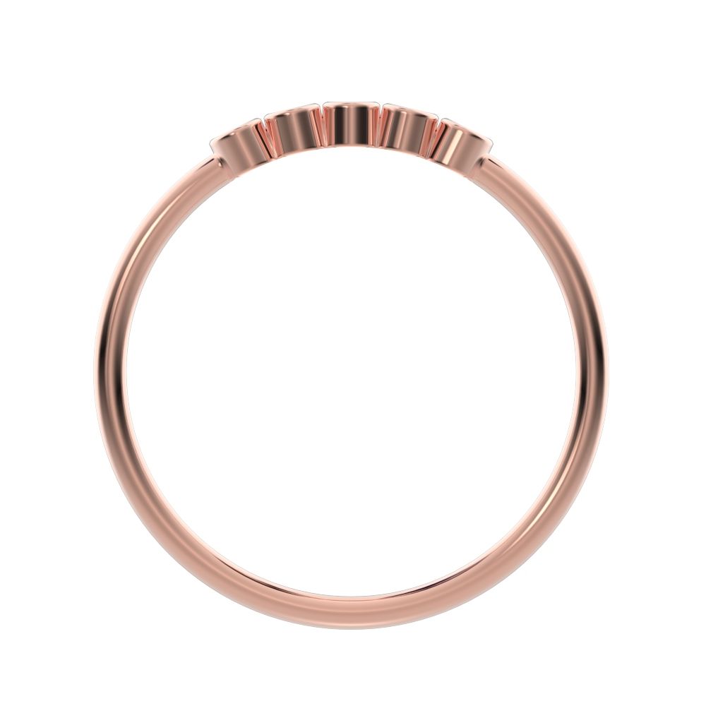 0.4 ct Pear Cut Moissanite dainty Stackable Minimalist bezel Half Eternity eye 14K / 18K Solid Rose Gold everyday wedding band