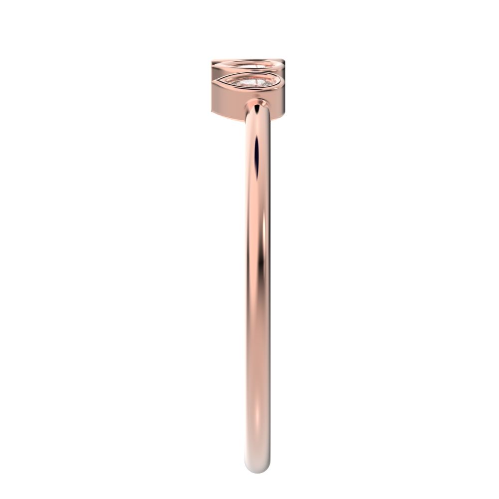0.4 ct Pear Cut Simulated Clear Diamond dainty Stackable Minimalist bezel Half Eternity eye 14K / 18K Solid Rose Gold everyday wedding band