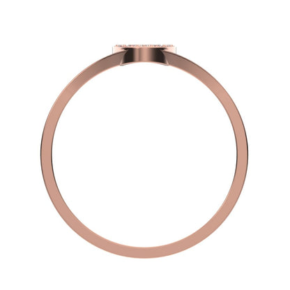 0.095 ct Round Cut Simulated Clear Diamond dainty Minimalist cluster pave signet 14K / 18K Solid Rose Gold everyday ring